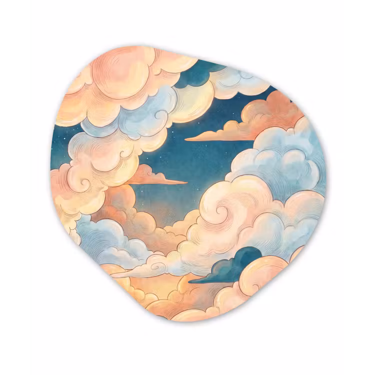 Wolk - Lucht - Natuur - Illustratief - Oranje Wandcirkel Organisch Forex 3mm klein -3d