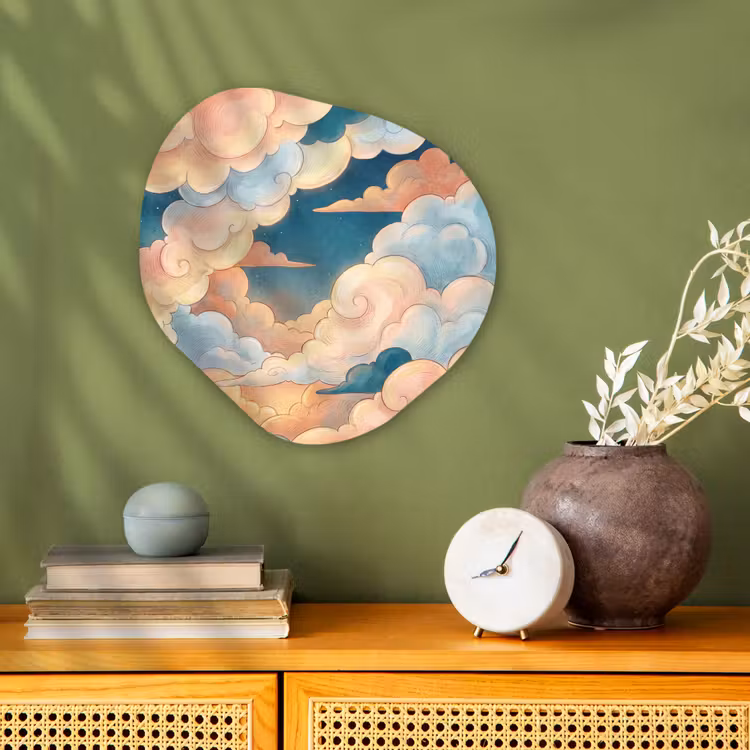 Wolk - Lucht - Natuur - Illustratief - Oranje Wandcirkel Organisch Forex 3mm klein -sfeer2