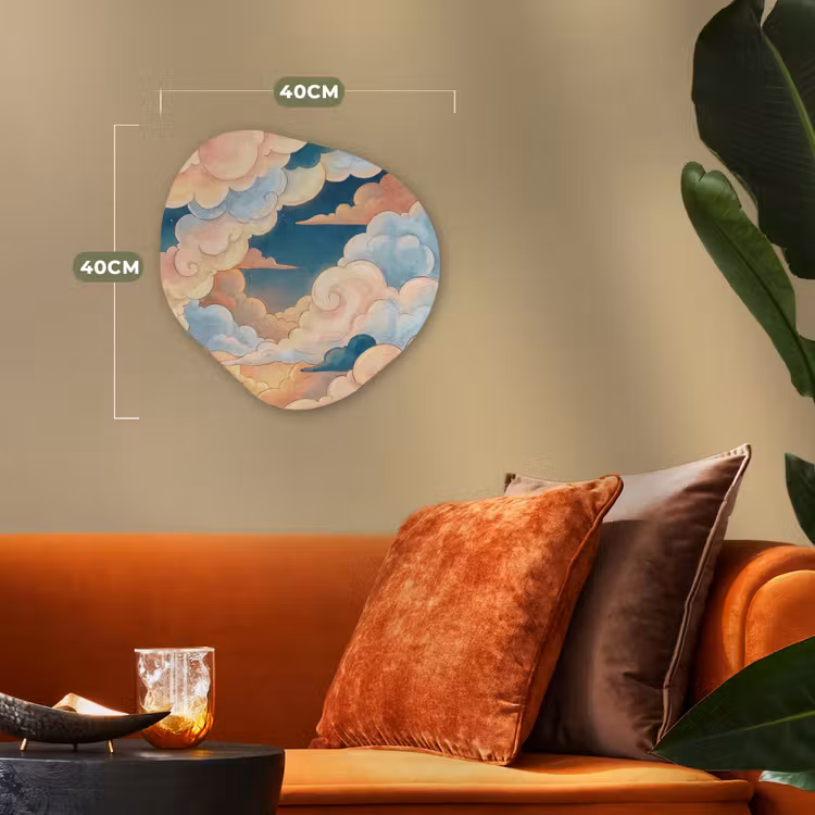 Wolk - Lucht - Natuur - Illustratief - Oranje Wandcirkel Organisch Forex 3mm klein -sfeer3