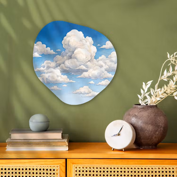 Wolken - Blauwe lucht - Natuur - Modern - Wit Wandcirkel Organisch Forex 3mm klein -sfeer2