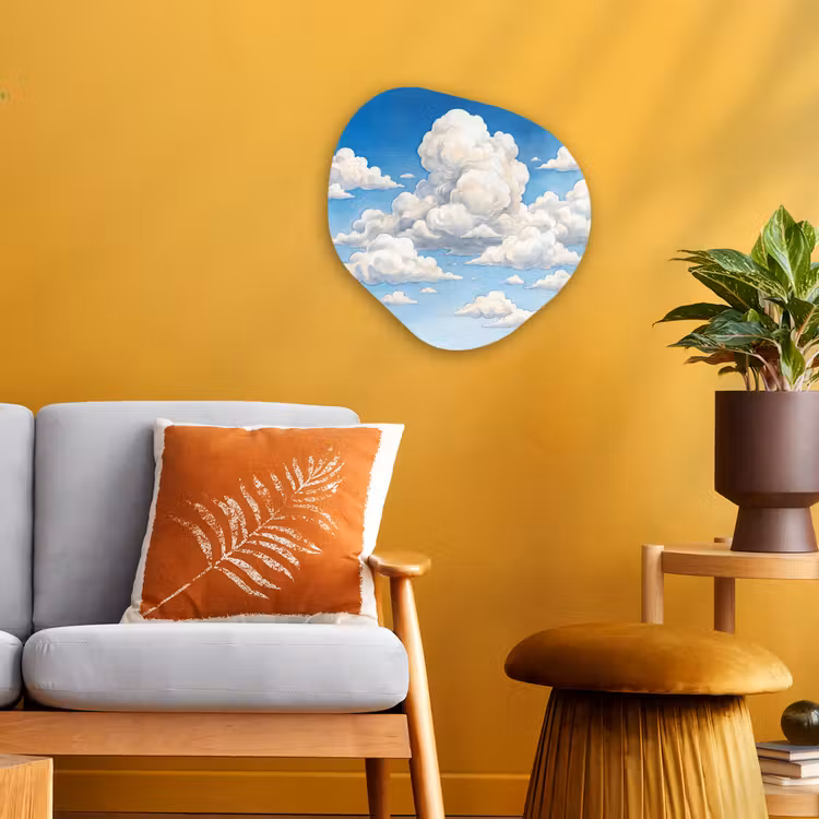 Wolken - Blauwe lucht - Natuur - Modern - Wit Wandcirkel Organisch Forex 3mm klein -sfeer4