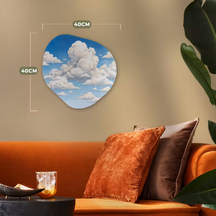 Wolken - Blauwe lucht - Natuur - Modern - Wit Wandcirkel Organisch Forex 3mm klein -sfeer3