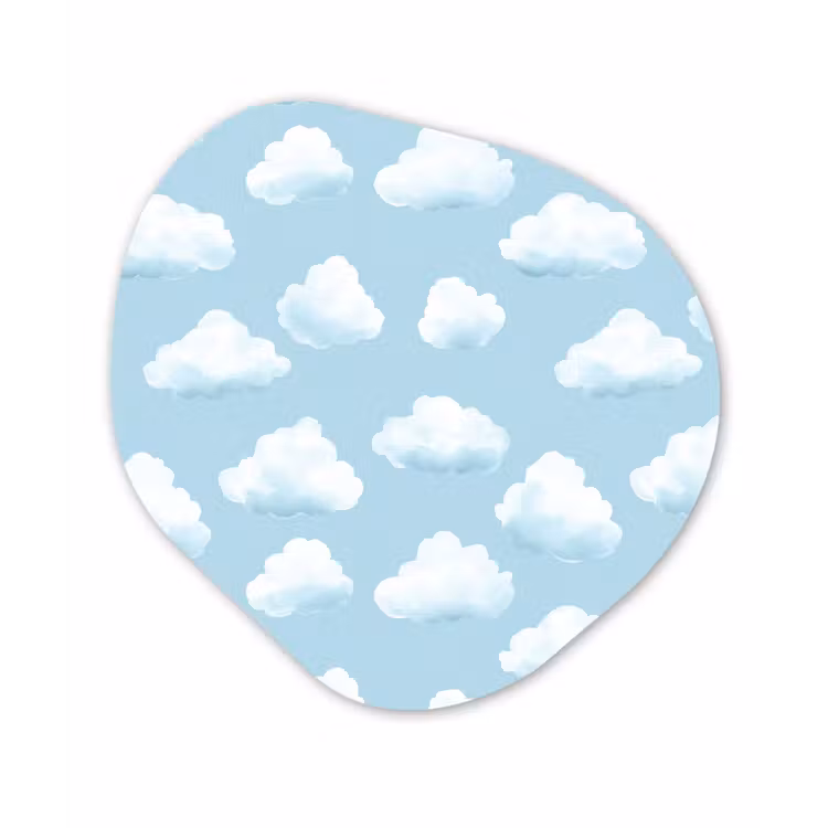 Wolken - Illustratie - Blauw Wandcirkel Organisch Forex 3mm klein 629 -3d