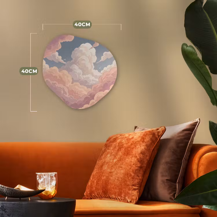 Wolken - Lucht - Natuur - Pastel - Roze Wandcirkel Organisch Forex 3mm klein -sfeer3