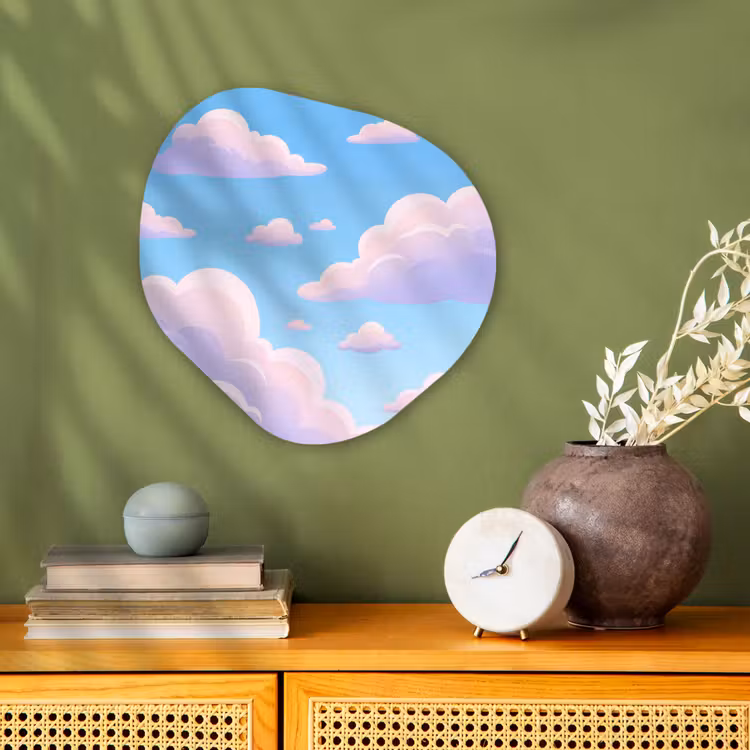 Wolken - Roze - Blauw - Natuur - Modern Wandcirkel Organisch Forex 3mm klein -sfeer2