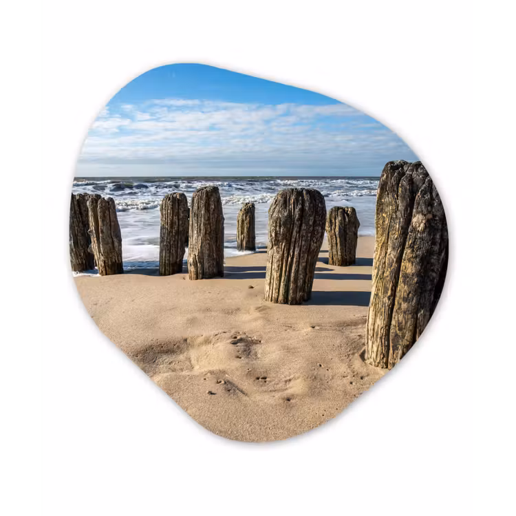 Zand - Strand - Paal - Water - Zomer Wandcirkel Organisch Forex 3mm klein -3d