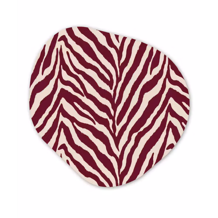Zebra - Motief - Bordeaux - Rood Wandcirkel Organisch Forex 3mm klein 629 -3d