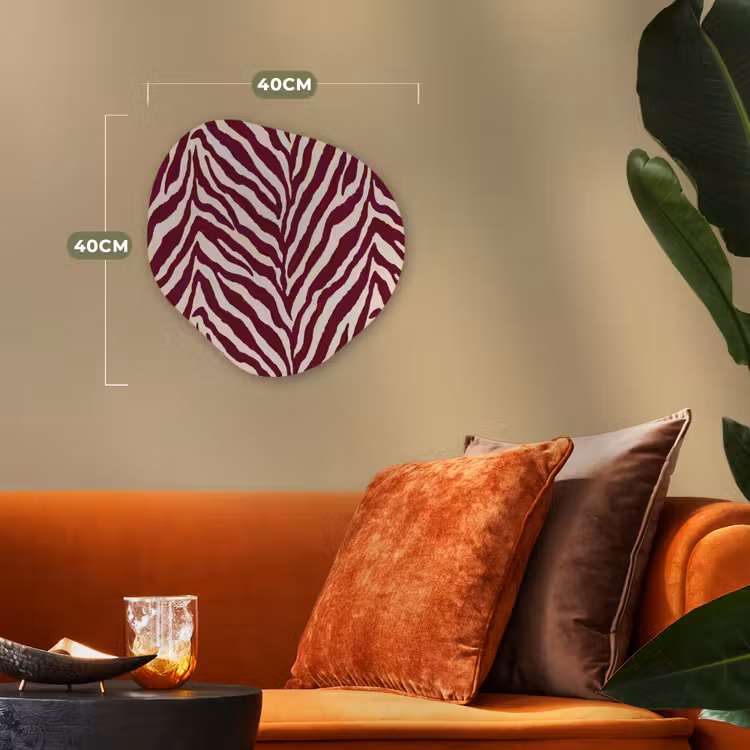 Zebra - Motief - Bordeaux - Rood Wandcirkel Organisch Forex 3mm klein 629 -sfeer3