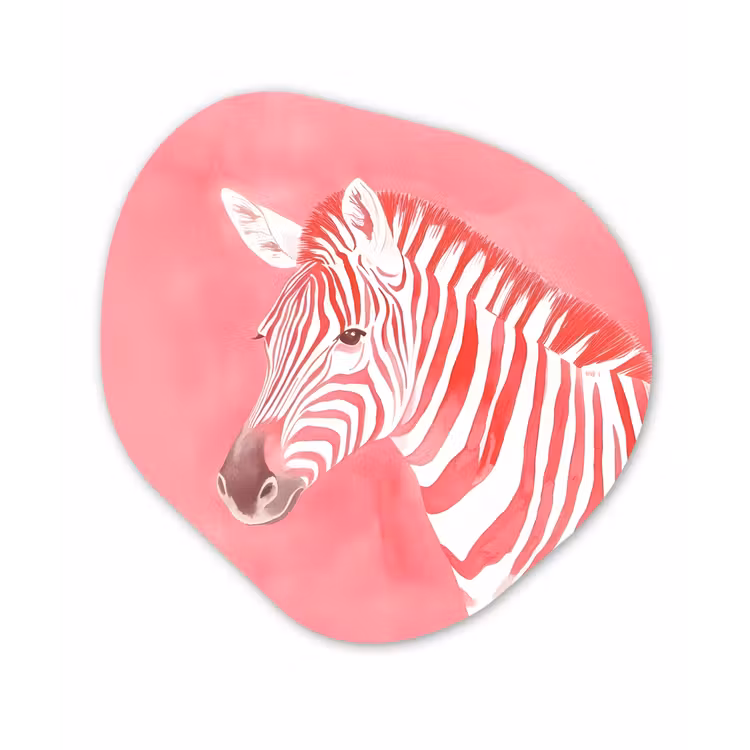Zebra - Pink - Verf Wandcirkel Organisch Forex 3mm klein -3d