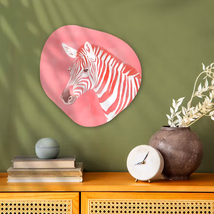 Zebra - Pink - Verf Wandcirkel Organisch Forex 3mm klein -sfeer2