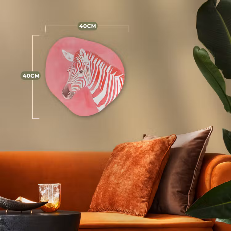 Zebra - Pink - Verf Wandcirkel Organisch Forex 3mm klein -sfeer3