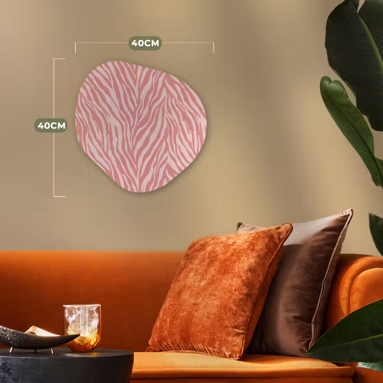 Zebra - Print - Roze Wandcirkel Organisch Forex 3mm klein 629 -sfeer3