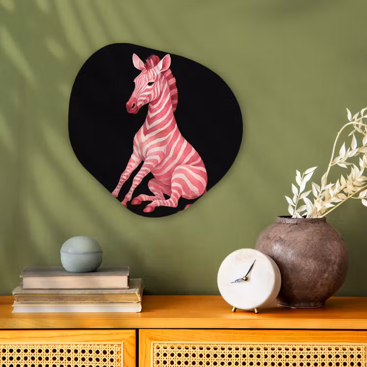 Zebra - Roze - Gestreept Wandcirkel Organisch Forex 3mm klein -sfeer2