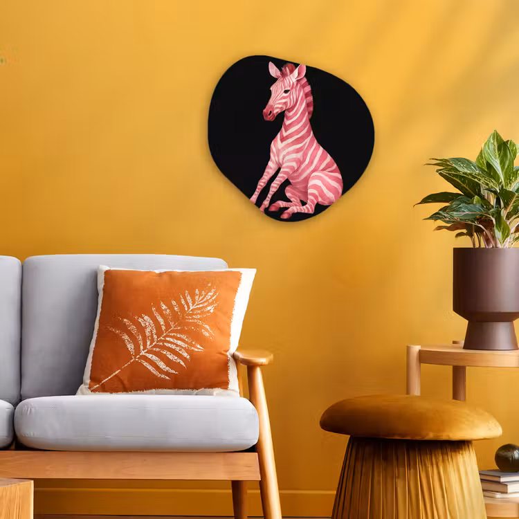 Zebra - Roze - Gestreept Wandcirkel Organisch Forex 3mm klein -sfeer4