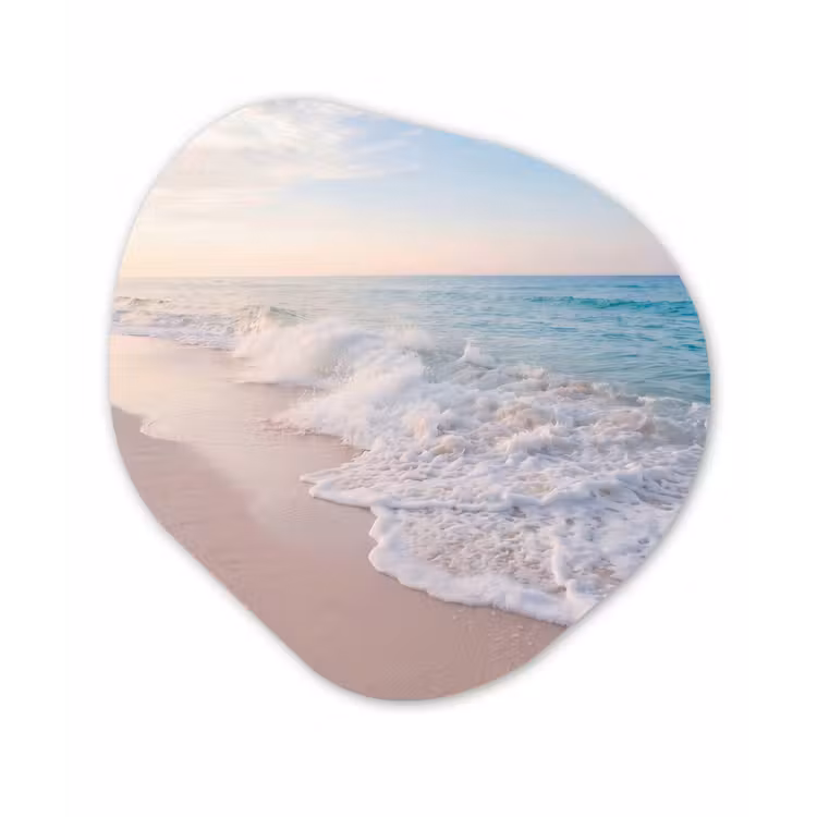 Zee - Golven - Strand - Natuur - Wit Wandcirkel Organisch Forex 3mm klein -3d