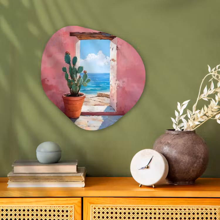 Zee - Roze - Cactus Wandcirkel Organisch Forex 3mm klein -sfeer2