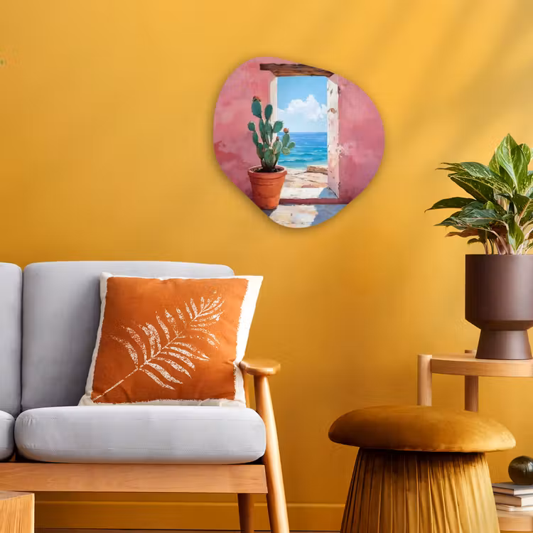 Zee - Roze - Cactus Wandcirkel Organisch Forex 3mm klein -sfeer4