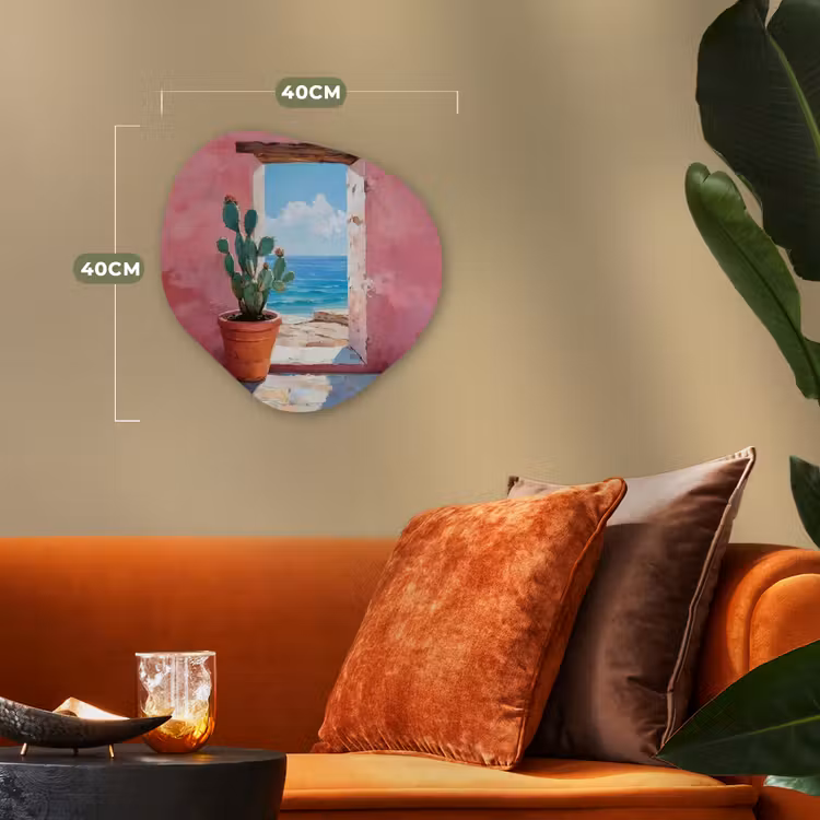 Zee - Roze - Cactus Wandcirkel Organisch Forex 3mm klein -sfeer3