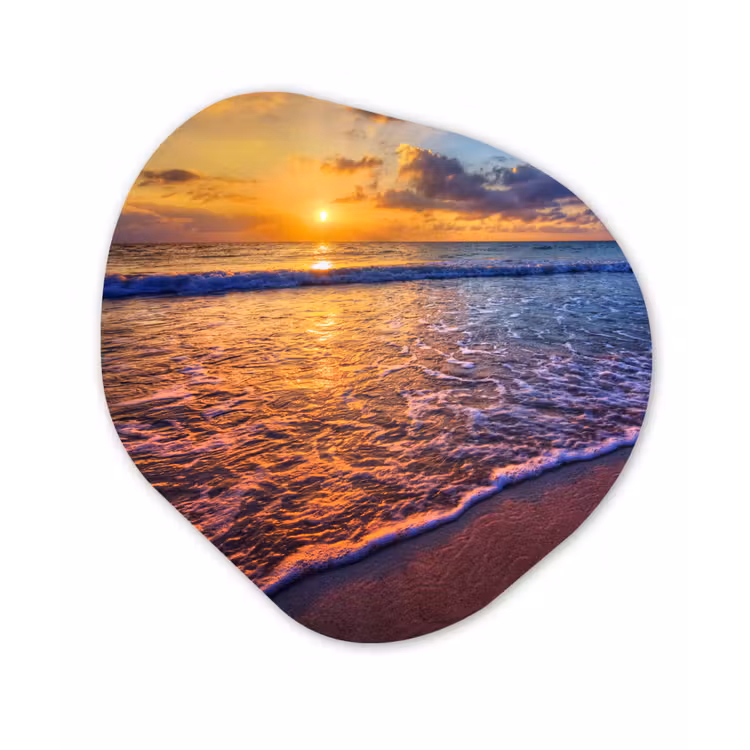 Zee - Strand - Zonsondergang - Wolken - Horizon Wandcirkel Organisch Forex 3mm klein -3d