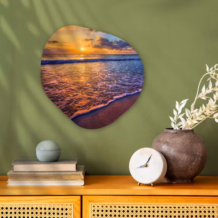 Zee - Strand - Zonsondergang - Wolken - Horizon Wandcirkel Organisch Forex 3mm klein -sfeer2