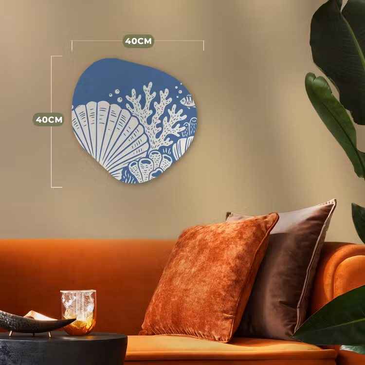 Zeeleven - Koraal - Schelp - Vis - Illustratie - Onderwater Wandcirkel Organisch Forex 3mm klein -sfeer3