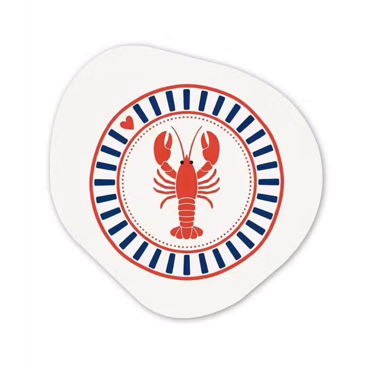 Zeeleven - Kreeft - Embleem - Grafisch - Rood Wandcirkel Organisch Forex 3mm klein -3d
