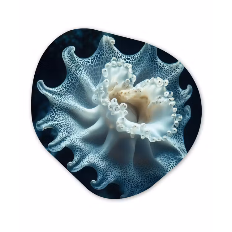 Zeewezen - Wit - Golven - Water Wandcirkel Organisch Forex 3mm klein -3d