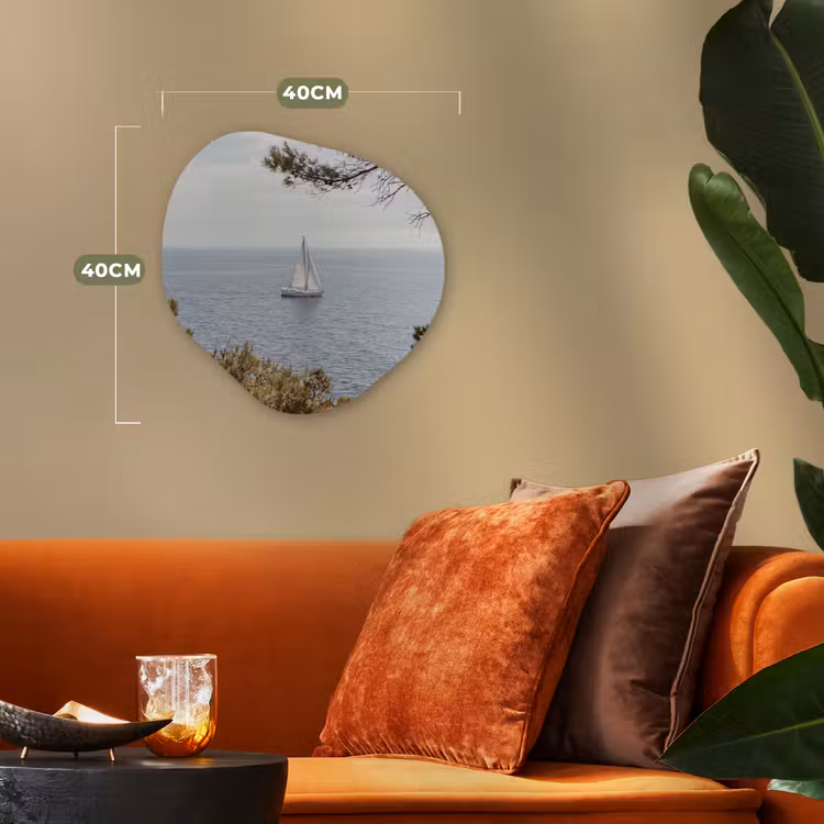 Organisch schilderij forex - Zeilboot - bomen - water - Zeilboot - bomen - water Wandcirkel Organisch Forex 3mm klein
