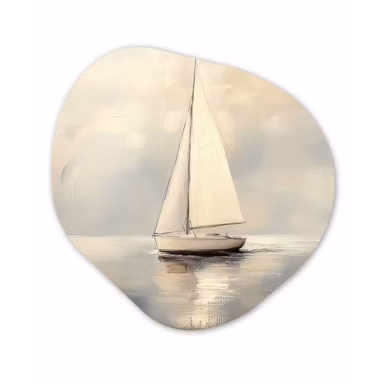Zeilschip - Zee - Bewolkt Wandcirkel Organisch Forex 3mm klein -3d