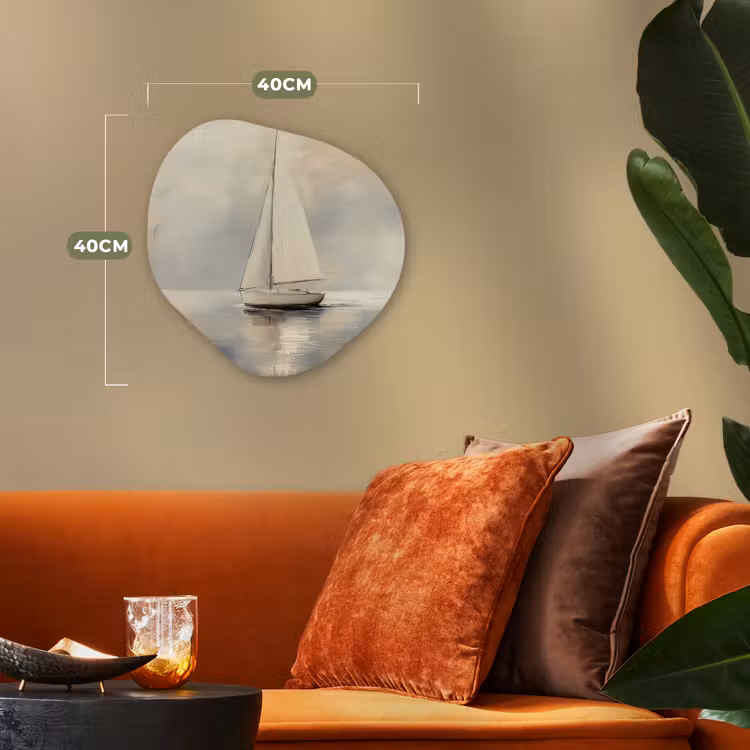 Zeilschip - Zee - Bewolkt Wandcirkel Organisch Forex 3mm klein -sfeer3
