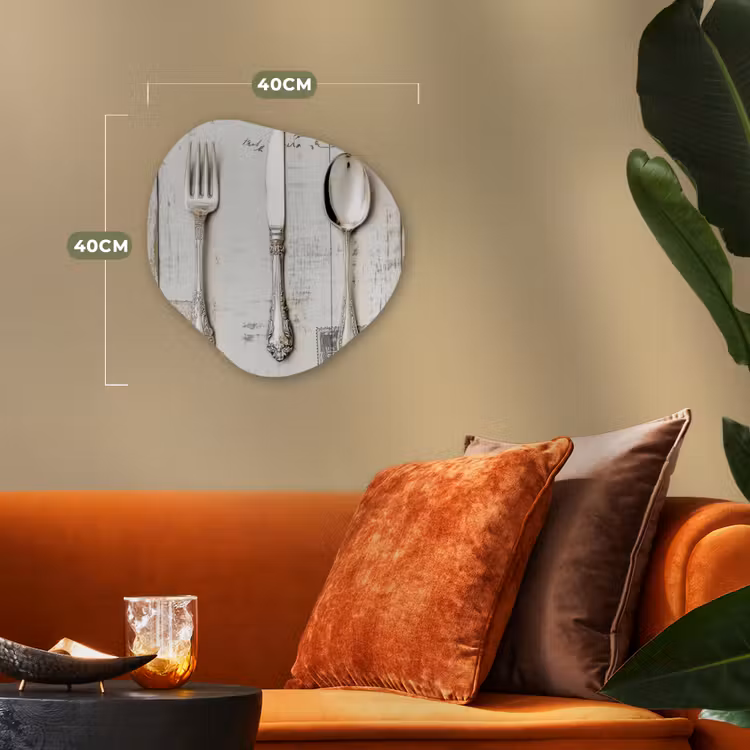 Zilver - Bestek - Hout Wandcirkel Organisch Forex 3mm klein -sfeer3