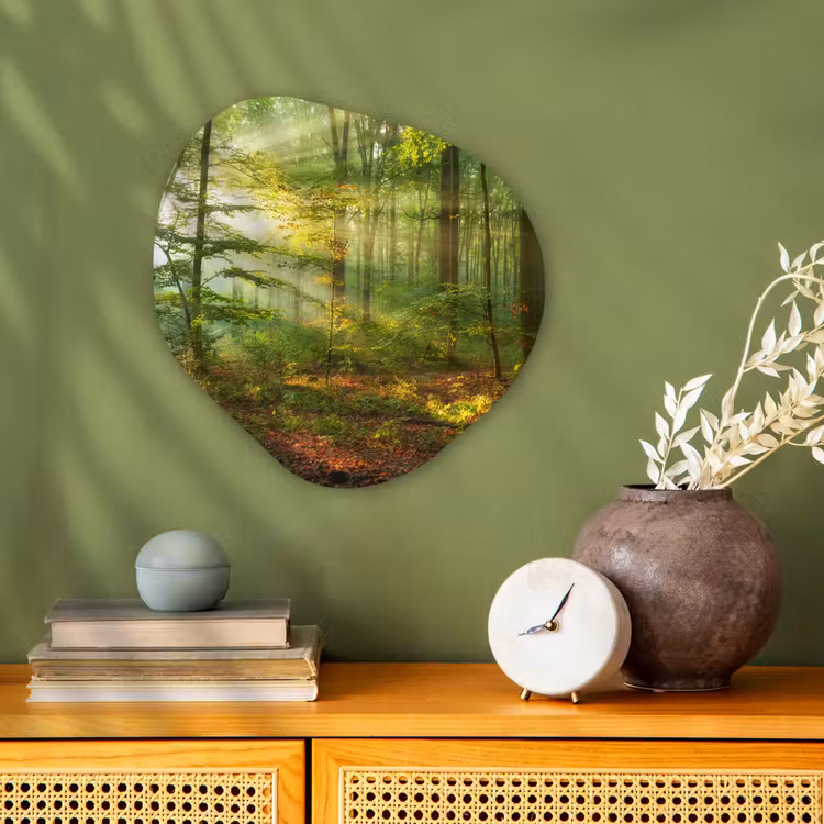 Zon - Bos - Bomen - Natuur - Herfst Wandcirkel Organisch Forex 3mm klein -sfeer2