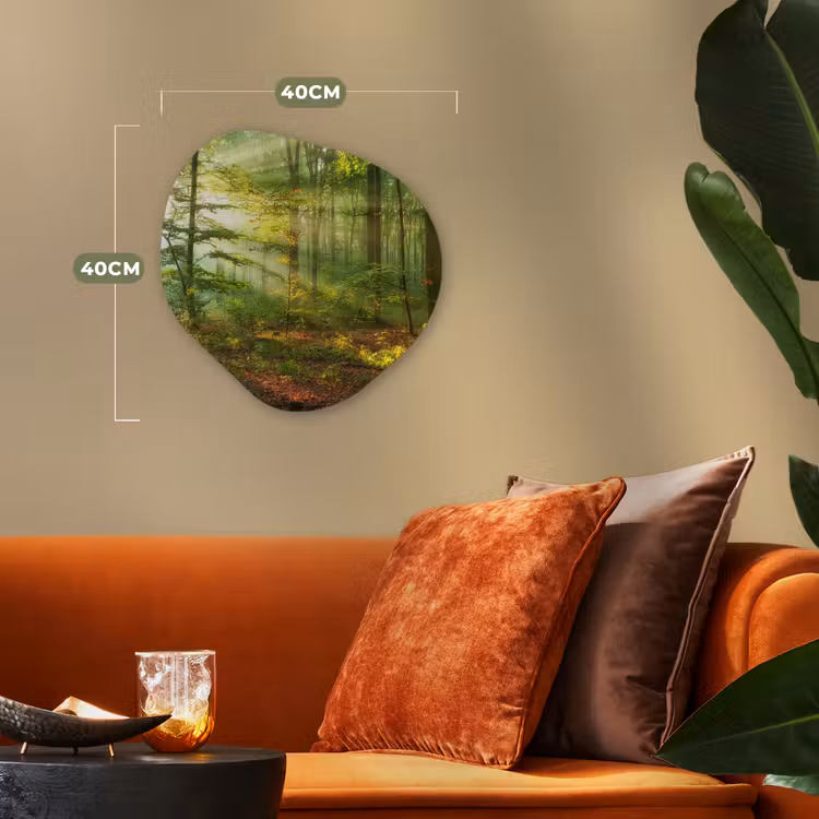 Zon - Bos - Bomen - Natuur - Herfst Wandcirkel Organisch Forex 3mm klein -sfeer3