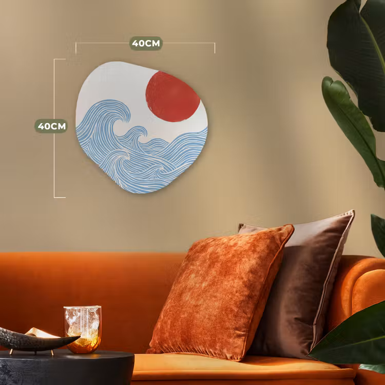 Zon - Golven - Oceaan - Abstract - Rood Wandcirkel Organisch Forex 3mm klein -sfeer3