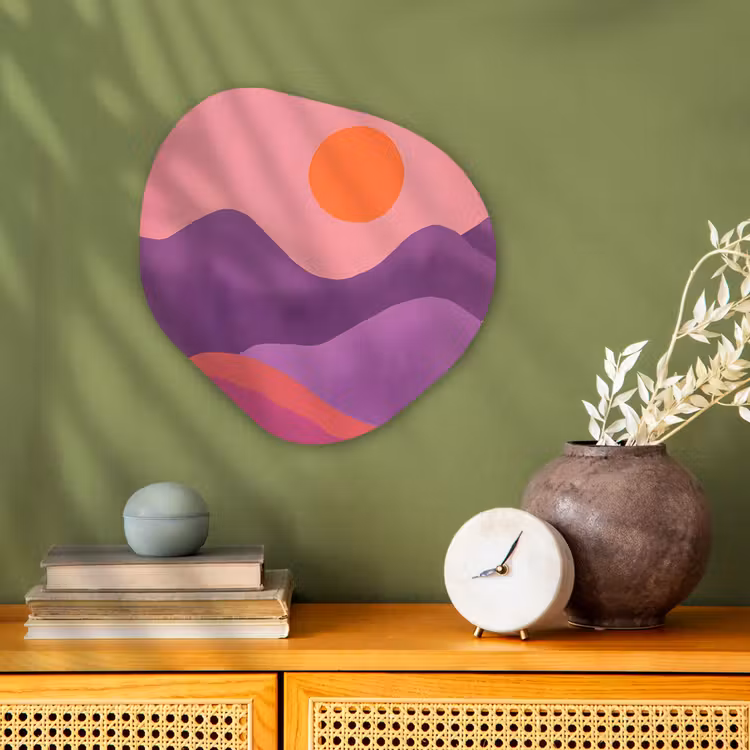 Zon - Heuvels - Paars - Abstract Wandcirkel Organisch Forex 3mm klein -sfeer2