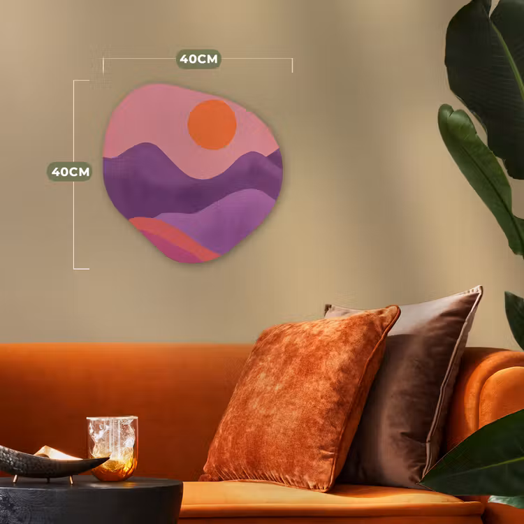 Zon - Heuvels - Paars - Abstract Wandcirkel Organisch Forex 3mm klein -sfeer3