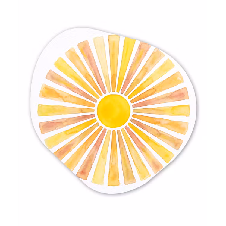 Zon - Stralen - Aquarel - Geel - Abstract Wandcirkel Organisch Forex 3mm klein -3d