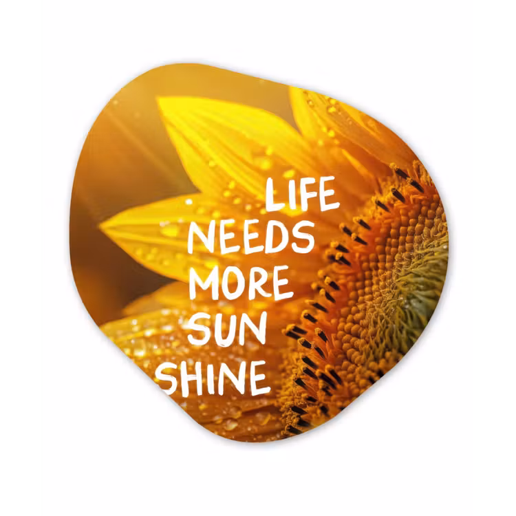 Zonnebloem - Close up - Geel - Quote Wandcirkel Organisch Forex 3mm klein -3d