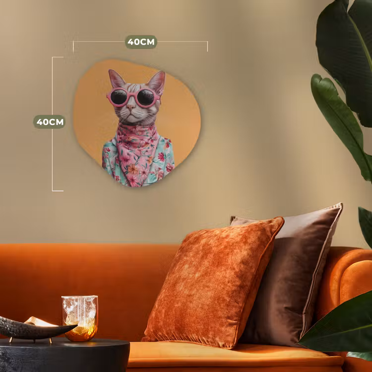 Zonnebril - Kat - Sjaal - Bloemen Wandcirkel Organisch Forex 3mm klein -sfeer3