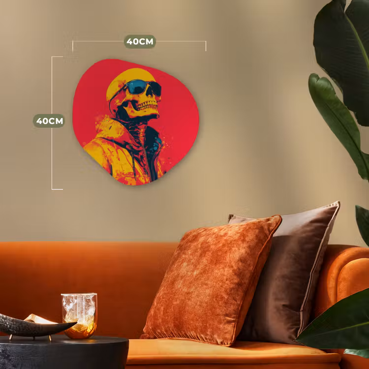 Zonnebril - Schedel - Jas - Rood Wandcirkel Organisch Forex 3mm klein -sfeer3