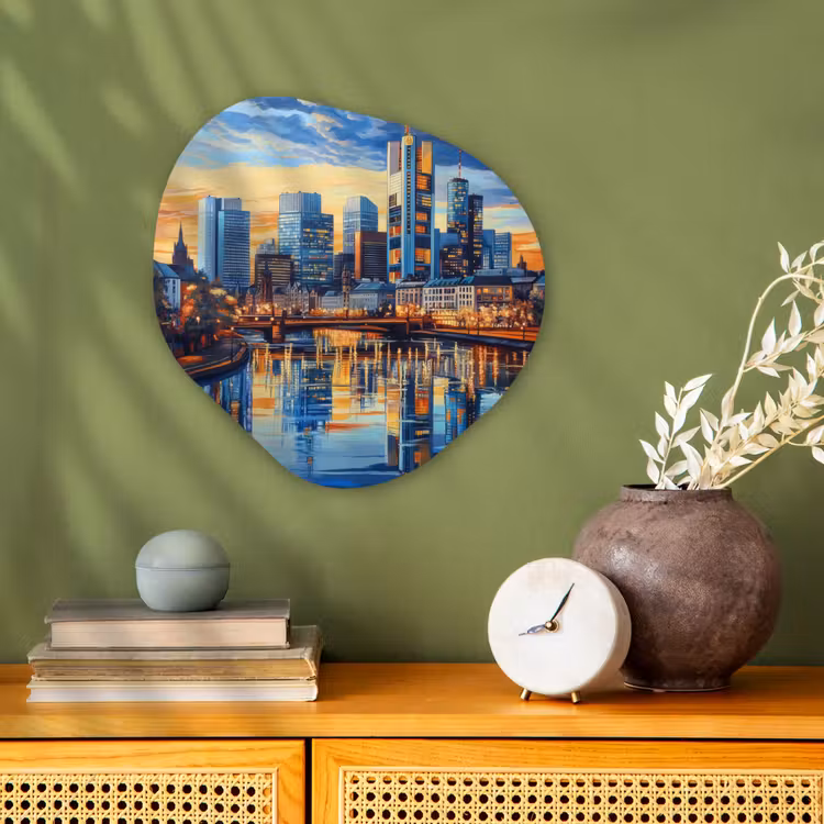 Zonsondergang Frankfurt - Stad - Skyline - Water Wandcirkel Organisch Forex 3mm klein -sfeer2