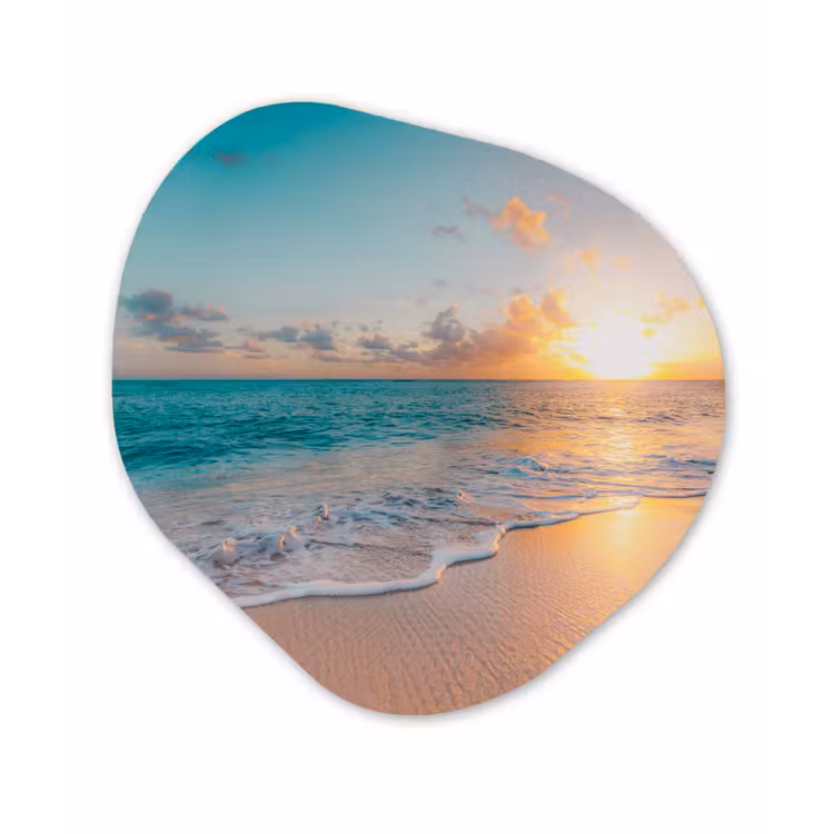 Zonsondergang - Strand - Zee - Zomer - Blauw Wandcirkel Organisch Forex 3mm klein -3d
