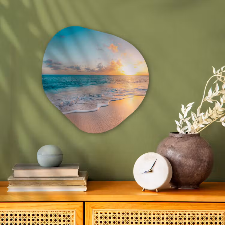 Zonsondergang - Strand - Zee - Zomer - Blauw Wandcirkel Organisch Forex 3mm klein -sfeer2