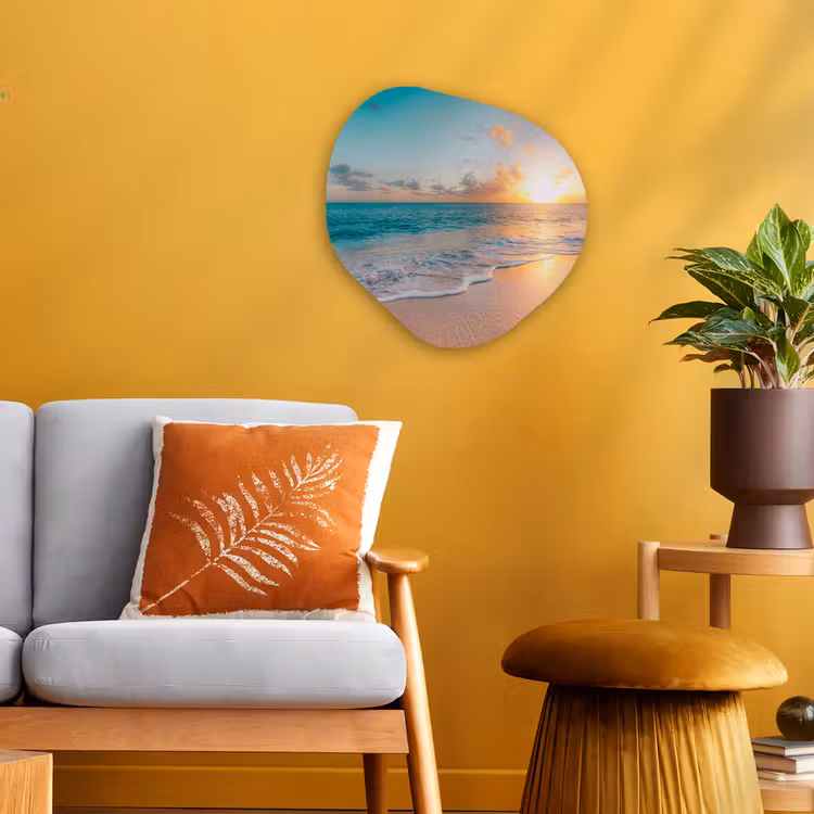 Zonsondergang - Strand - Zee - Zomer - Blauw Wandcirkel Organisch Forex 3mm klein -sfeer4