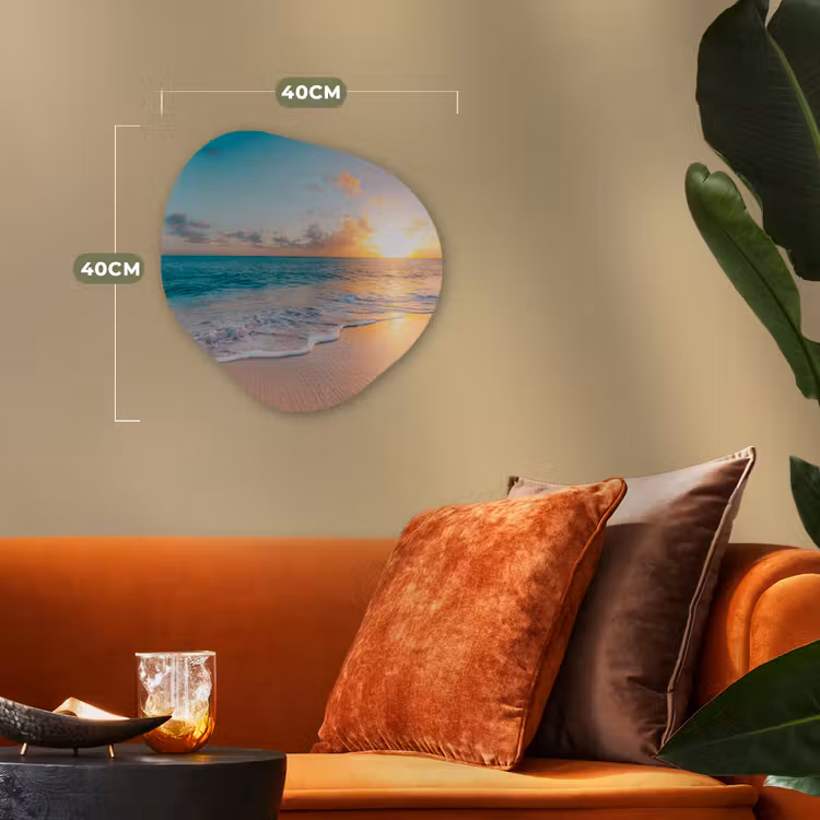 Zonsondergang - Strand - Zee - Zomer - Blauw Wandcirkel Organisch Forex 3mm klein -sfeer3