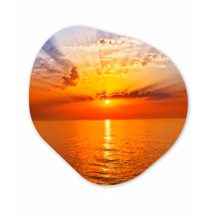 Zonsondergang - Zee - Lucht - Oranje - Horizon - Water Wandcirkel Organisch Forex 3mm klein -3d