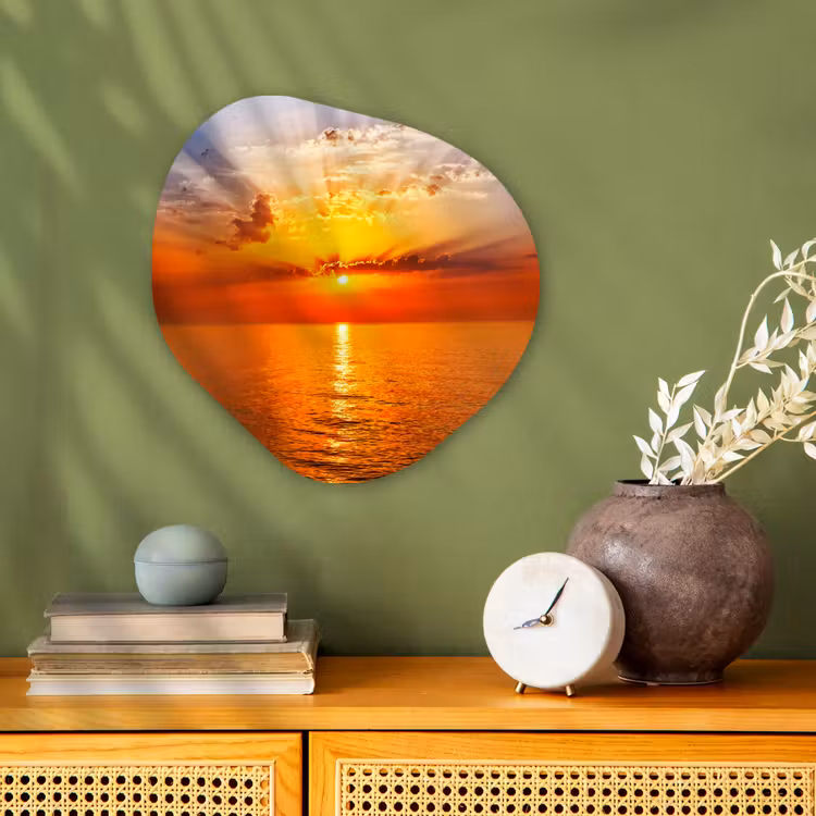 Zonsondergang - Zee - Lucht - Oranje - Horizon - Water Wandcirkel Organisch Forex 3mm klein -sfeer2