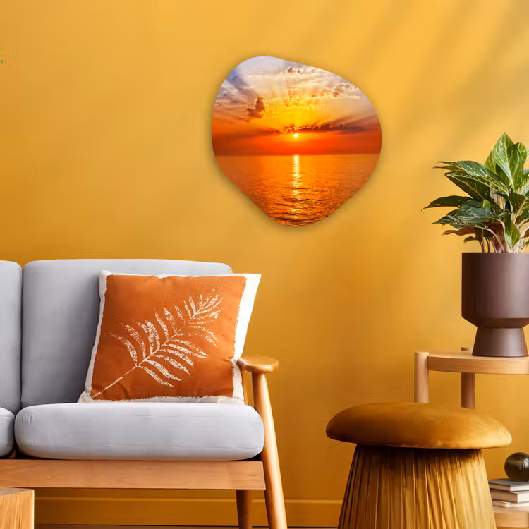 Zonsondergang - Zee - Lucht - Oranje - Horizon - Water Wandcirkel Organisch Forex 3mm klein -sfeer4
