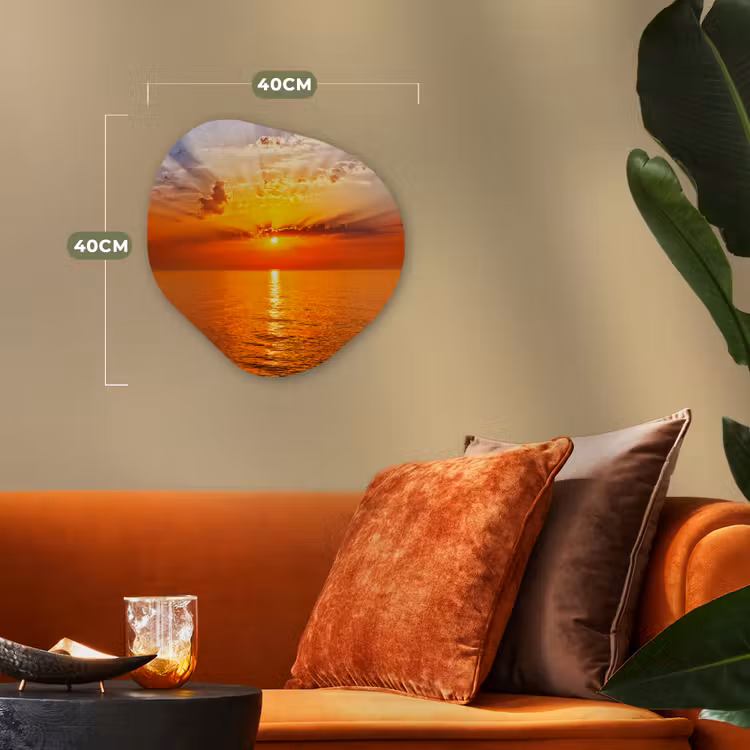 Zonsondergang - Zee - Lucht - Oranje - Horizon - Water Wandcirkel Organisch Forex 3mm klein -sfeer3