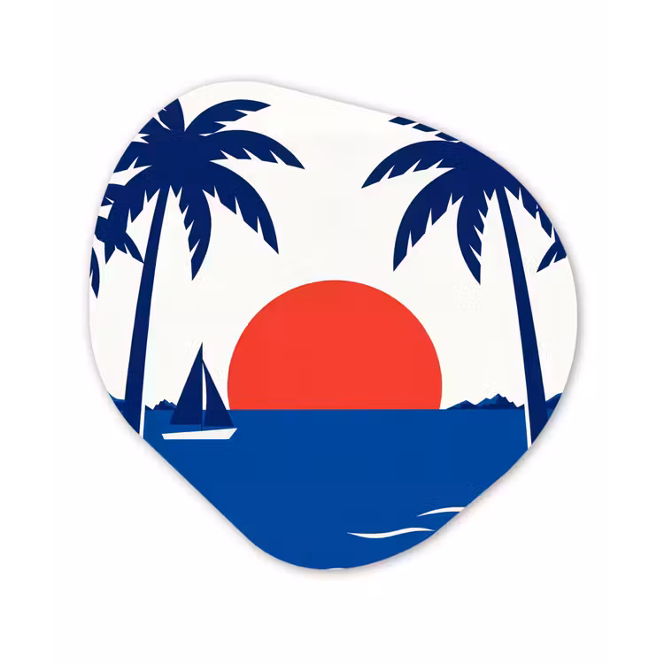 Zonsondergang - Zee - Palmboom - Tropisch - Modern Wandcirkel Organisch Forex 3mm klein -3d